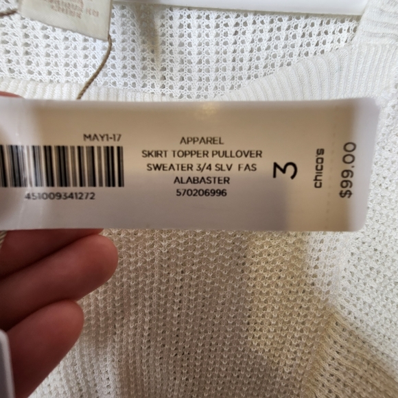 Chico's Skirt Pullover Sweater With 3/4 Sleeves in Alabaster...size 3 - Picture 6 of 10